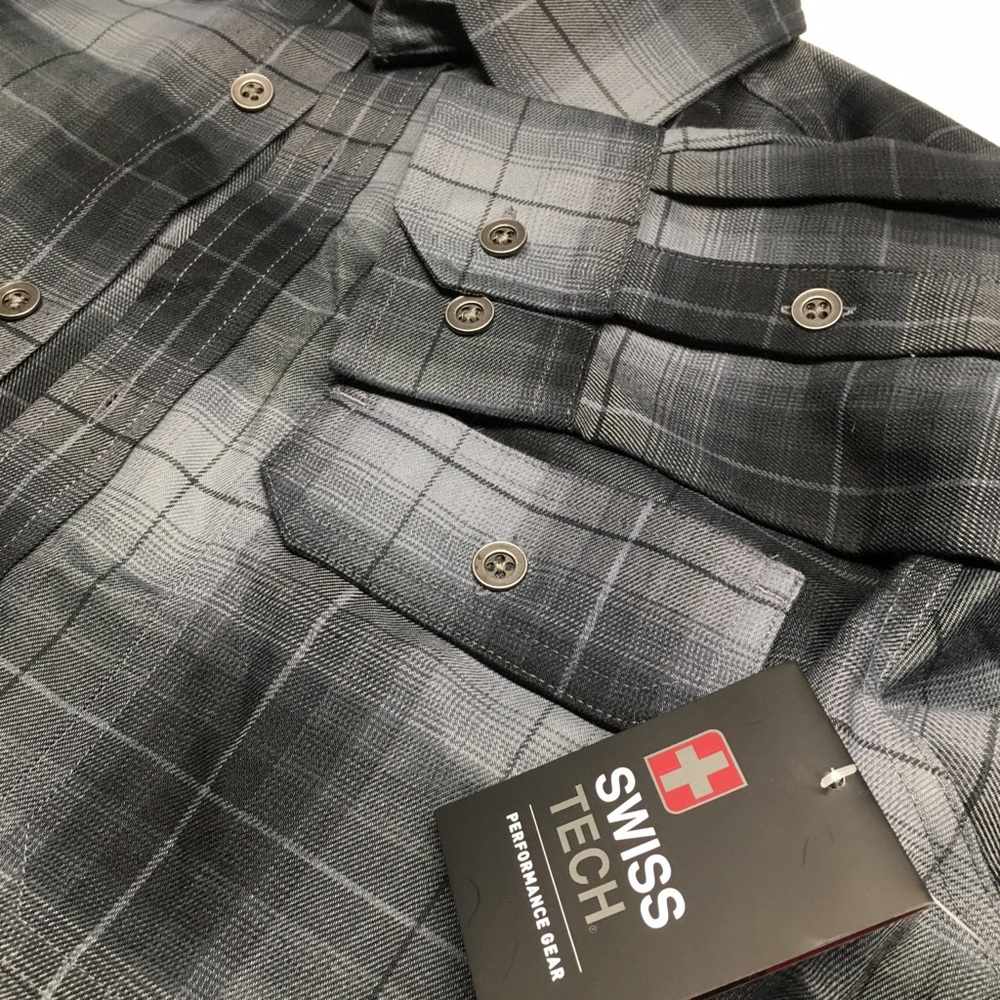 Swiss Tech Gray Plaid Swiss Gear Shirt NWT